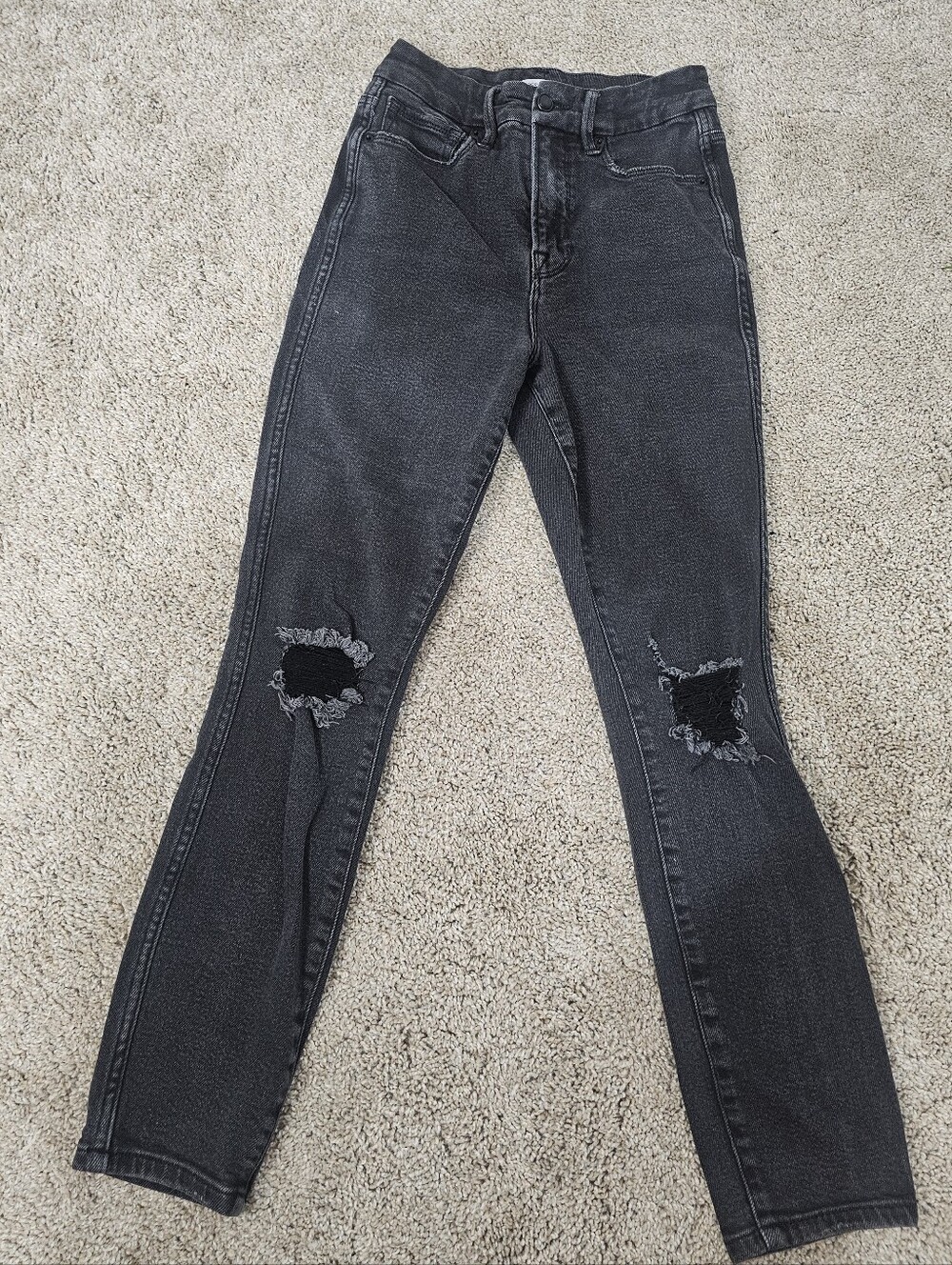 Good American Black Distressed Women's Skinny Jeans Size 2